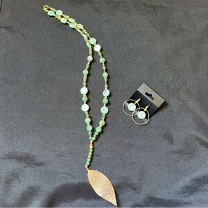 Unique Handcrafted Necklace And Earring Set. Some Stone And Shell Beads